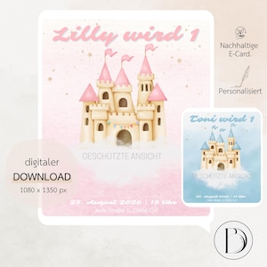 Personalisierte digitale Einladung "Schloss" | Kindergeburtstag | E-Card | WhatsApp | Mail | digital versenden | Download | Kinder
