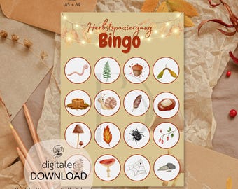 Autumn Bingo | Printable Template | Bingo Game for Kids | Autumn Bingo | Digital Download | Party Game | Autumn