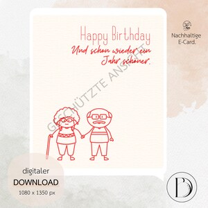 Tarjeta de cumpleaños "Un año más bonito" | Felicitaciones | Descarga digital | Tarjeta electrónica | Para entrega digital o impresión en formato DIN A6