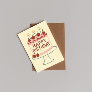 Carte de voeux pour gâteau d'anniversaire - Carte d'anniversaire mignonne et amusante avec enveloppe, intérieur vierge, carte de joyeux anniversaire, carte d'anniversaire personnalisée