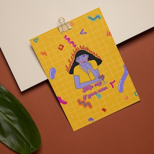 Einzigartige feministische Postkarte - 148 x 105 mm Kunstdruck, lustige, schrullige Wandkunst und Geschenk, ermächtigende kleine feministische Illustration, ermächtigendes Geschenk
