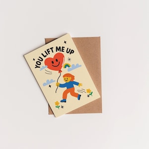 Cartão de felicitações personalizado, cartão de felicitações "Você me levanta", cartão fofo e divertido com envelope, cartão de felicitações personalizado e inspirador, cartão de amizade