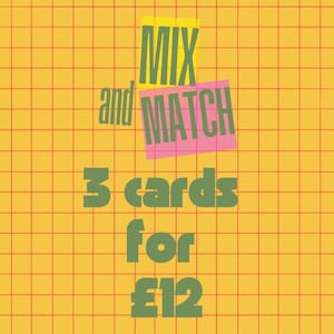 Mix en match, 3 kaarten voor 12 | Stel je eigen bundel samen | Aangepaste kaarten met kraftenveloppen, gratis verzending binnen het VK, personaliseer je wenskaarten