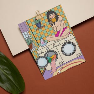 Carte postale féministe unique - Impression d'art audacieuse de 148 x 105 mm, art mural original drôle et cadeau, mini illustration féministe stimulante, cadeau stimulant