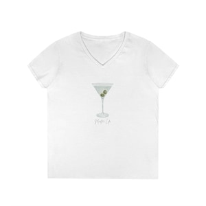 Chic Cocktail V-Neck T-Shirt, Ladies Tee, Party Outfit, Fun Gift for Friends, Casual Wear, Summer Top, Drink Lover Shirt