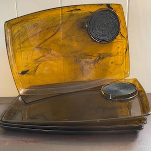 Vintage tortoise shell lucite snack trays