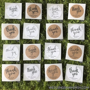 Thank You Stickers, Wedding Favor Stickers, Printed Favor Stickers, Custom Round White / Rustic Kraft Gift Labels, Personalized Stickers