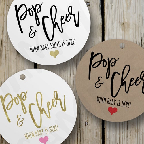 Baby Shower Wine Favor Tags Pop It When She Pops Champaign Etsy