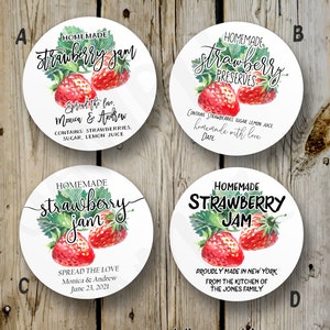 Custom Strawberry Jam Labels, Printed Strawberry Jam Stickers, Personalized Preserves Sticker, DIY Homemade Wedding Favor, Product Label