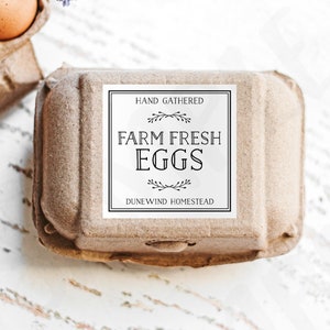 Aangepaste eierdoosetiketten, vintage bedrukte eierstickers, gepersonaliseerde verse boerderij-eieren, Homesteading kippenhok bedrijfs-/productlabel