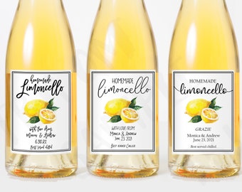 Custom Limoncello Labels, Printed Lemoncello Stickers, Personalized Limoncello Sticker, Italian Wedding, DIY Homemade Wedding Favor Label