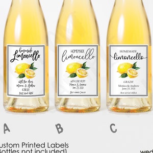 Custom Limoncello Labels, Printed Lemoncello Stickers, Personalized Limoncello Sticker, Italian Wedding, DIY Homemade Wedding Favor Label