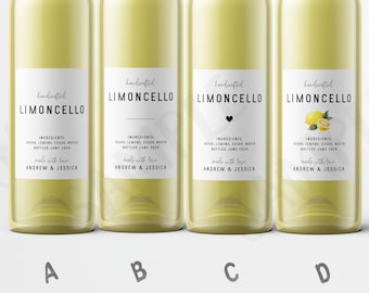 Etichette personalizzate per limoncello, adesivi stampati per limoncello, adesivi personalizzati per limoncello, matrimonio italiano, etichetta per bomboniere fai da te per matrimonio