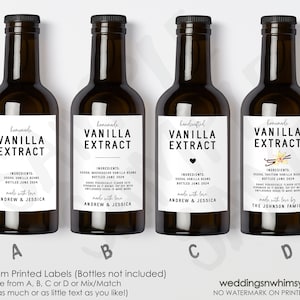 Custom Vanilla Extract Labels, Modern Printed Vanilla Extract Stickers, Personalized Homemade Vanilla Extract, Business / Product Label