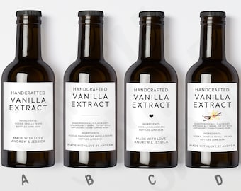 Custom Vanilla Extract Labels, Minimal Printed Vanilla Extract Stickers, Personalized Homemade Vanilla Extract, Business / Product Label