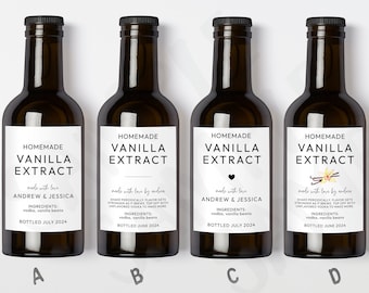 Custom Vanilla Extract Labels, Modern Printed Vanilla Extract Stickers, Personalized Homemade Vanilla Extract, Business / Product Label