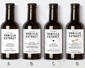Custom Vanilla Extract Labels, Modern Printed Vanilla Extract Stickers, Personalized Homemade Vanilla Extract, Business / Product Label