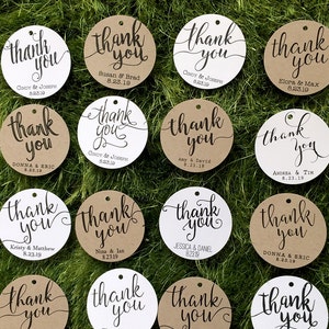 Thank You Tags / Wedding Favor Tags - Classic / Rustic Favor Tags - White / Kraft Round Personalized Gift Tags / Party Tags / Business Tags