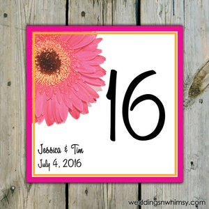 Gerbera Daisy Table Numbers - Personalized Gerber Daisy Wedding Table Numbers / Daisy Shower Table Numbers / Daisy Birthday Table Numbers