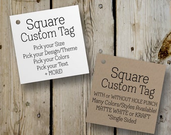 Custom Tags, Square Tags, Printed Tags, Personalized Tags, Custom Hang Tags, Product Tags, Gift Tags, White Tags, Kraft Tags, Paper Tags