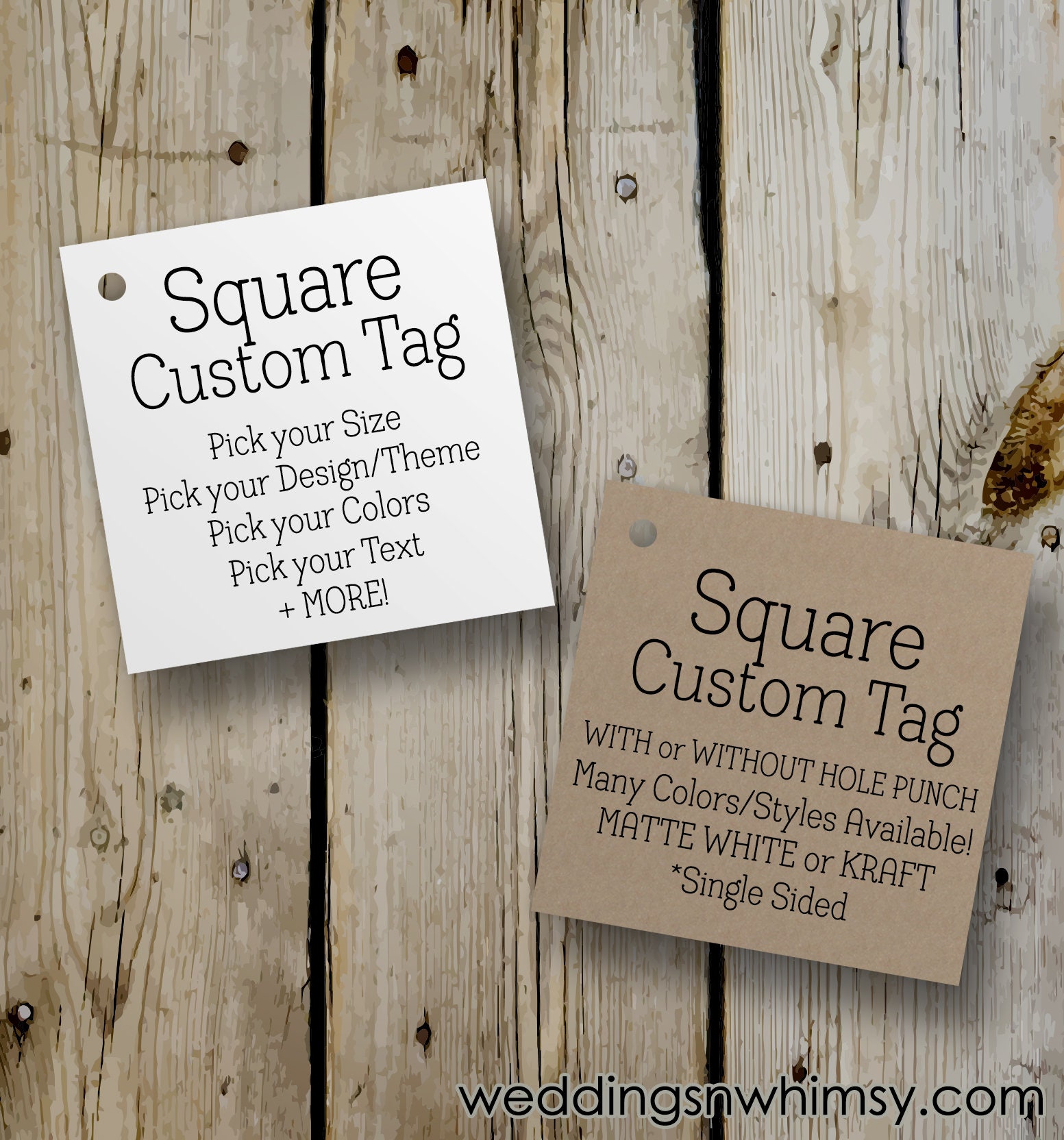 Square Retail Tag  Custom Square Retail Hang Tags