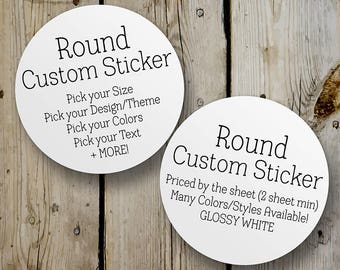 Custom Stickers, Custom Labels, Round Stickers, Printed Stickers, Personalized Stickers / Labels, Custom Glossy Stickers, Business, Logo