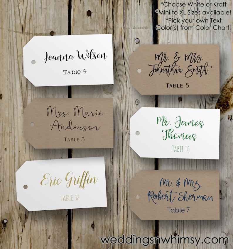 Personalized Place Card Tags Printed Custom Seating Hang Etsy