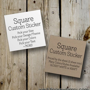Custom Stickers, Custom Labels, Square Stickers, Printed Stickers, Personalized Stickers / Labels, Glossy or Kraft Stickers, Business, Logo