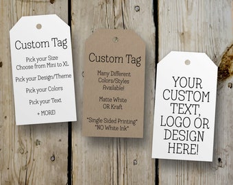 Custom Tags, Personalized Tags, Printed Custom Hang Tags, Product Tags, Thank You Gift Tags, White Tags / Kraft Tags, Logo / Business Tags