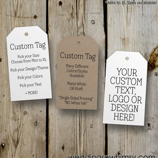 Custom Tags, Personalized Tags, Printed Custom Hang Tags, Product Tags, Thank You Gift Tags, White Tags / Kraft Tags, Logo / Business Tags