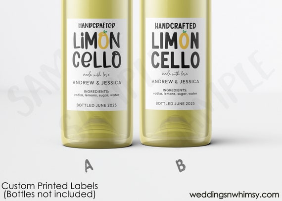 Custom Limoncello Labels, Printed Fun Lemoncello Stickers, Personalized Limoncello Sticker, Italian Wedding DIY Homemade Wedding Favor Label