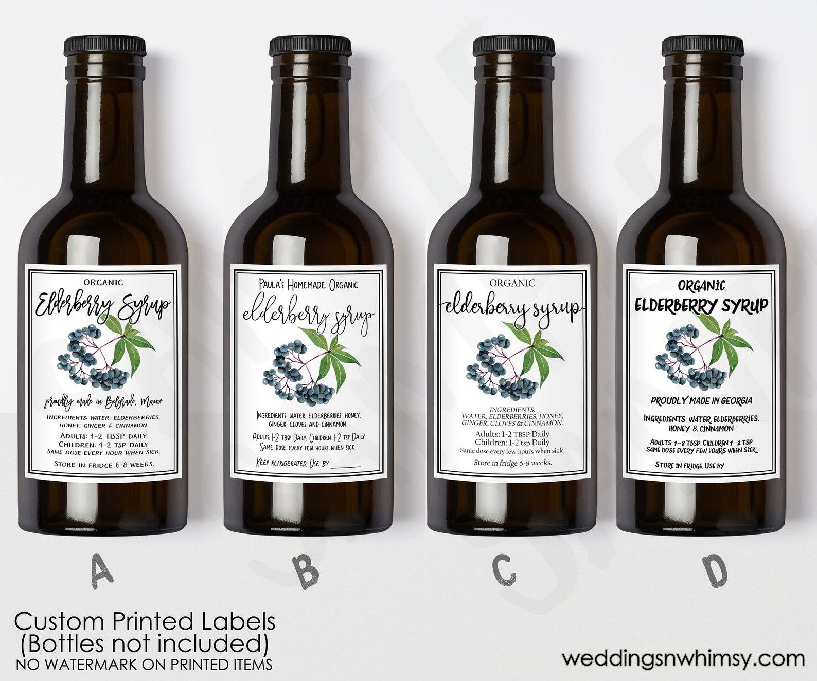 Custom Elderberry Syrup Labels Printed Elderberry Syrup - Etsy