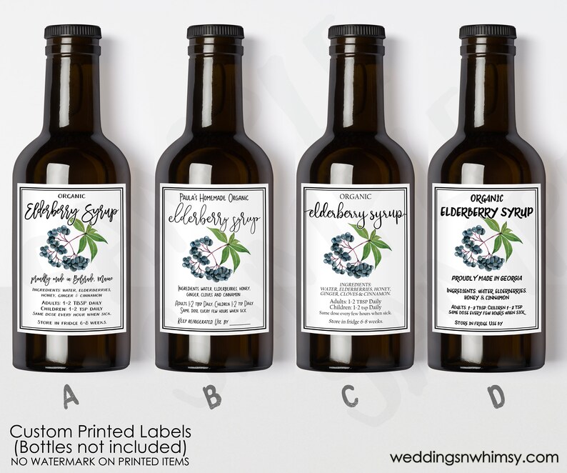 Custom Elderberry Syrup Labels Printed Elderberry Syrup | Etsy