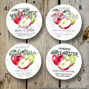 Custom Apple Butter Labels, Printed Apple Butter Stickers, Personalized Preserves Sticker, DIY Homemade Wedding Favor, Canning Product Label