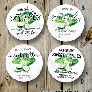 Custom Sweet Pickles Labels, Printed Sweet Pickle Stickers, Personalized Canning Preserves Sticker, DIY Homemade Wedding Favor Product Label