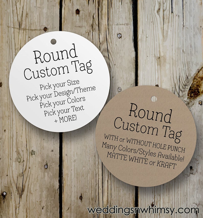 Custom Tags, Round Tags, Printed Tags, Personalized Tags, Custom Hang Tags, Product Tags, Gift Tags, White Tags, Kraft Tags, Paper Tags image 1