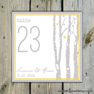 10 Custom Nature Birch Tree Table Numbers - Personalized Wedding Table Numbers / Shower Table Numbers / Birthday Custom Table Numbers Cards