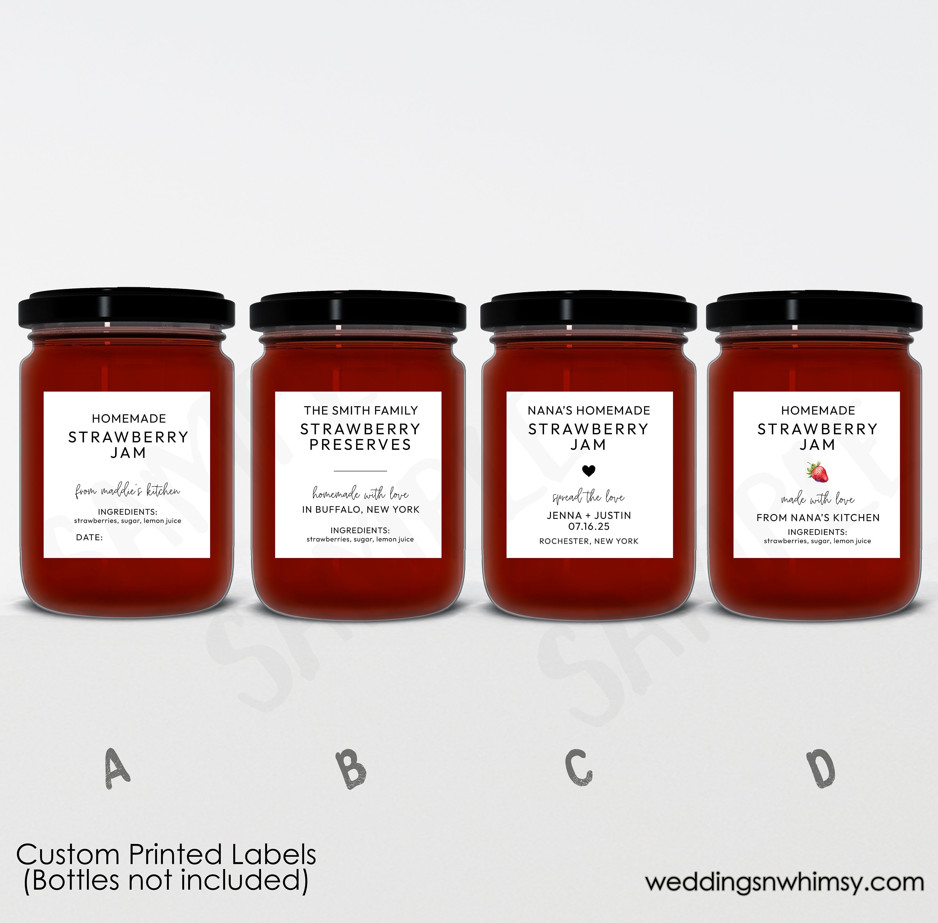 Custom Strawberry Jam Labels, Modern Printed Strawberry Preserves ...