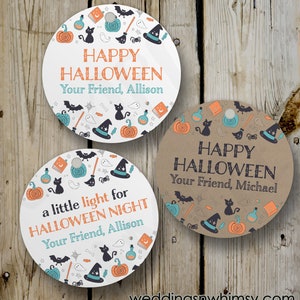 Custom Kids Halloween Tags, Happy Halloween Trick or Treat Round Tags, Printed Personalized Treat Bag Tags, Custom Hang Tags, A Little Light