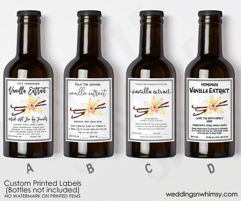 Custom Vanilla Extract Labels, Printed Vanilla Extract Stickers, Personalized Homemade Vanilla Extract, Business / Product Label, Glossy image 1