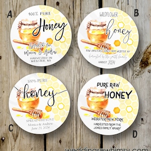 Custom Honey Labels, Printed Honey Jar Stickers, Personalized Apiary Sticker, DIY Homemade Wedding Favor, Pure Raw Canning Product Label