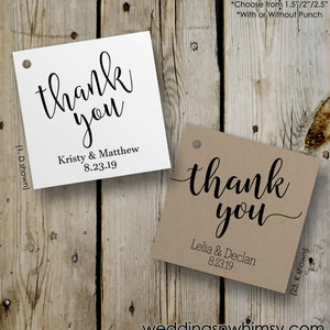 Thank You Tags / Wedding Favor Tags - Classic / Rustic Favor Tags - White / Kraft Square Personalized Gift Tags / Party Tags / Business Tags