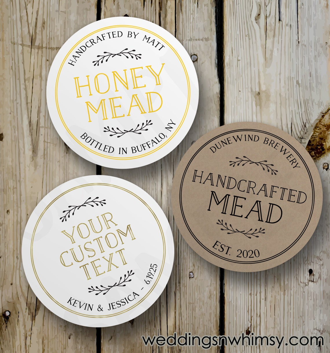 Custom Mead Stickers, Printed Vintage Honey Mead Round Stickers ...
