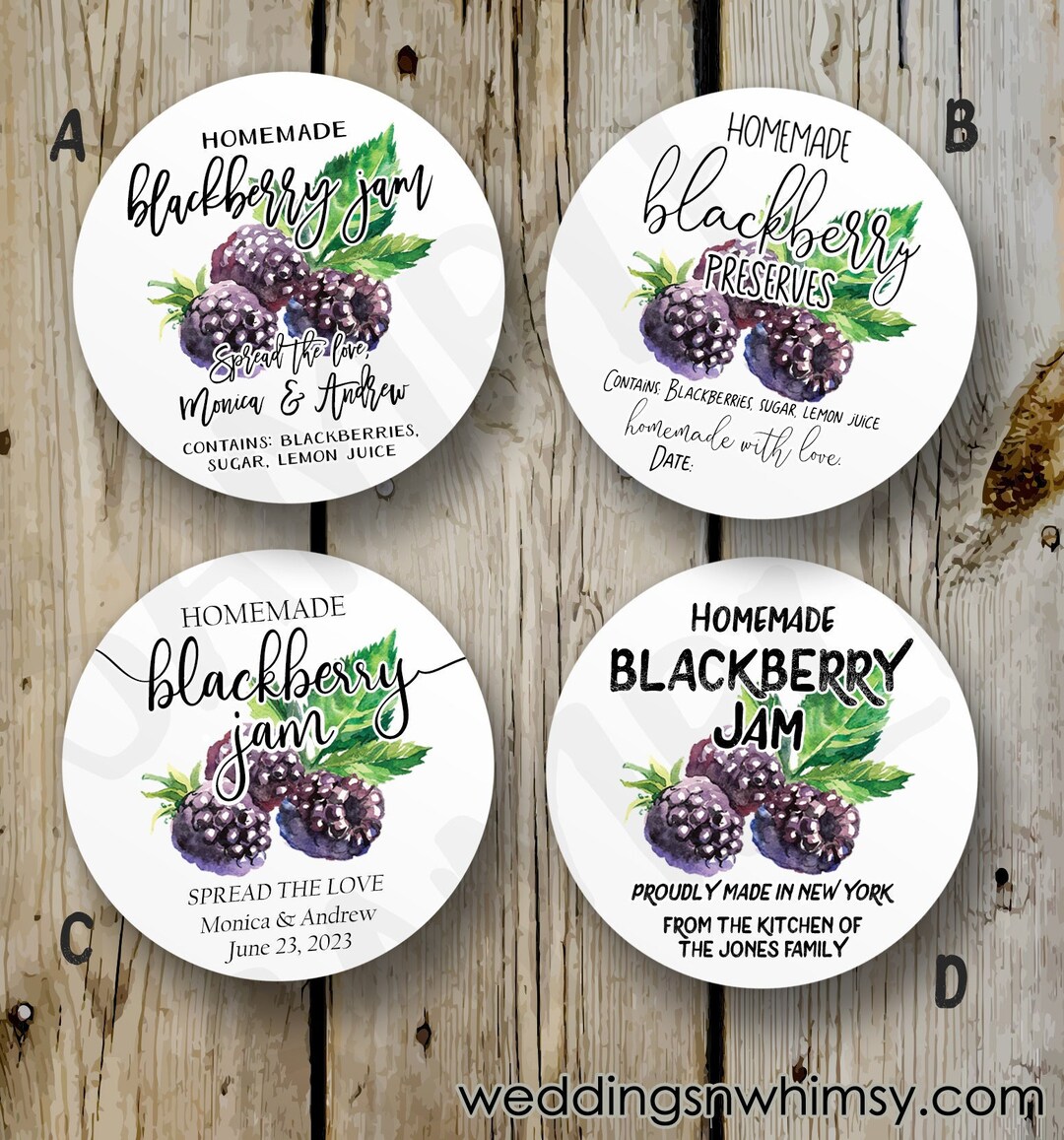 Custom Blackberry Jam Labels Printed Blackberry Jam Stickers 