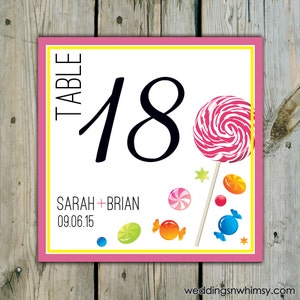 10 Custom Lollipop and Candy Table Numbers - Personalized Wedding Table Numbers / Shower Table Numbers / Birthday Table Numbers Bat Mitzvah
