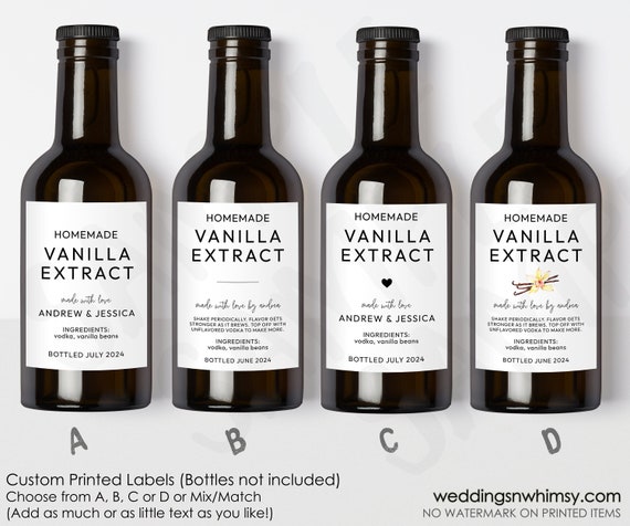 Custom Vanilla Extract Labels, Modern Printed Vanilla Extract Stickers, Personalized Homemade Vanilla Extract, Business / Product Label
