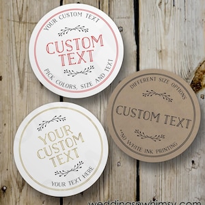 Custom Vintage Stickers / Labels, Rustic Personalized Round Printed Sticker, Any Text / Your Wording, White Kraft Homestead Business Product