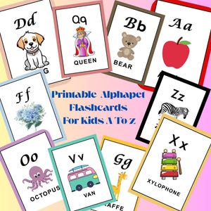 Printable Alphabet Flashcards A–Z for Kids | Educational PDF | Homeschool Activity