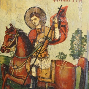 1908 / Orthodox Church tempera icon Saint Demetrius hand painted