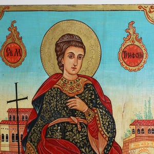 Antique Orthodox Church tempera icon  Saint Tryphon hand painted
